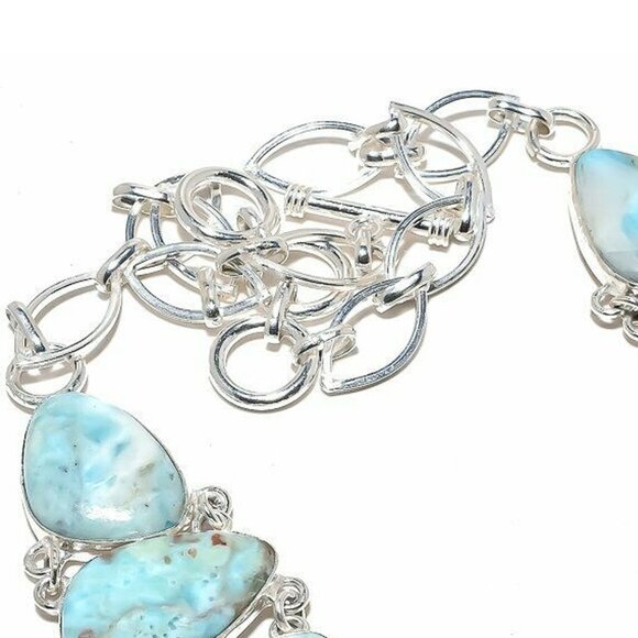 NEW - Caribbean Larimar Stone Sterling Adjustable Necklace - Picture 5 of 6